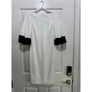 Calvin Klein White Puff-Sleeve Knee-Length Sheath Dress Size 4